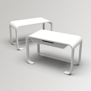 3D model Futuristic White Work Desk Low-poly 3D model