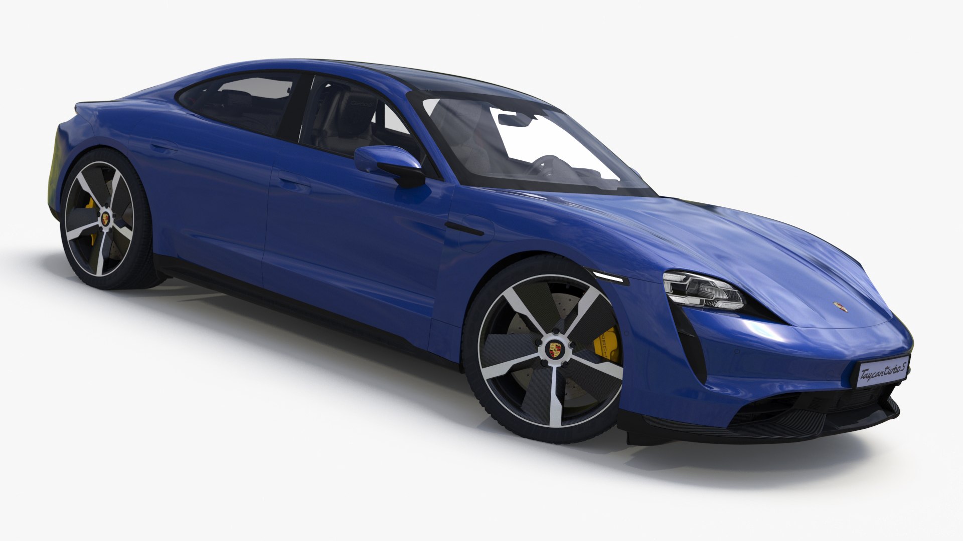 Electric Sports Car Porsche Taycan Turbo S Gentian Blue Rigged for Cinema 4D 3D model preview