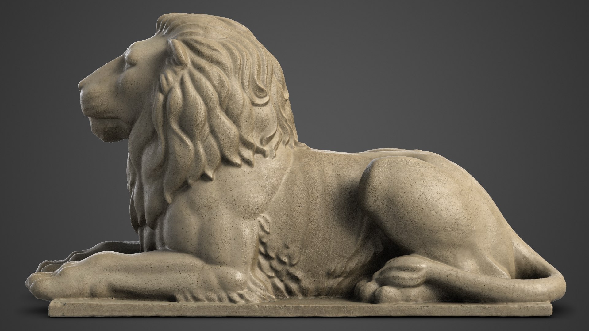 3ds max stone lion sculpture 2