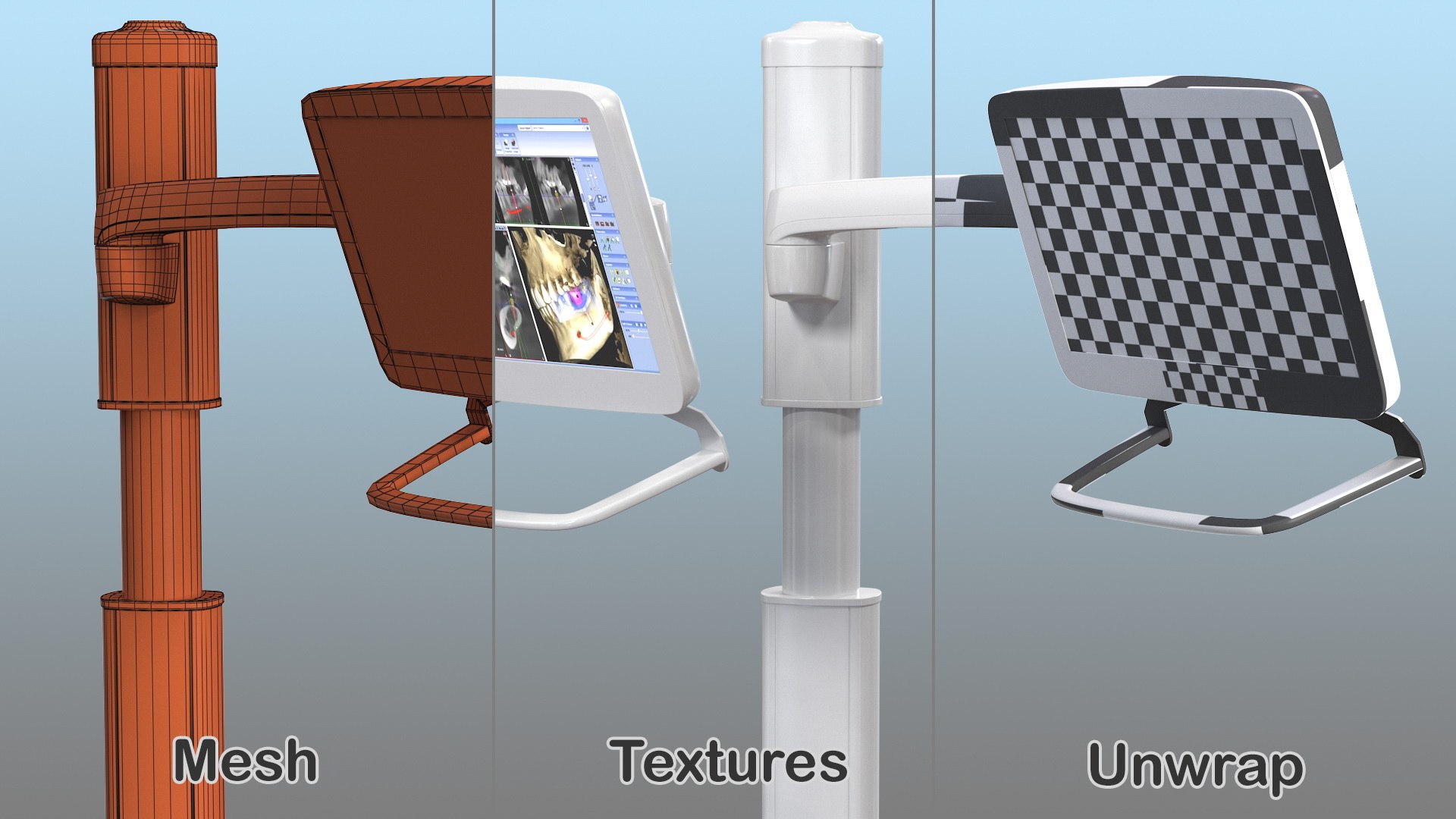 3D post mounted dental lcd display model https://p.turbosquid.com/ts-thumb/Dp/HyRQGt/17oeYquQ/postmounteddentallcddisplay3dmodel013/jpg/1594546573/1920x1080/fit_q87/caff3ce61243036983eeaf0f4a0ca35ab772ce33/postmounteddentallcddisplay3dmodel013.jpg