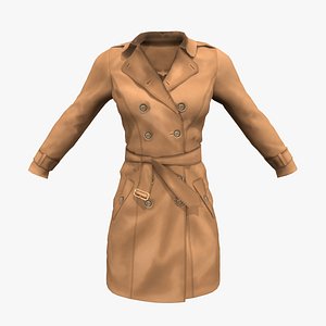 Ladies Trench Coat 3D model