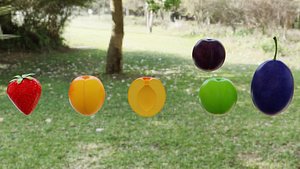 3D plum strawberry apricot model