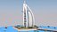Punto di riferimento della torre dell'hotel Low Poly Burj Al Arab