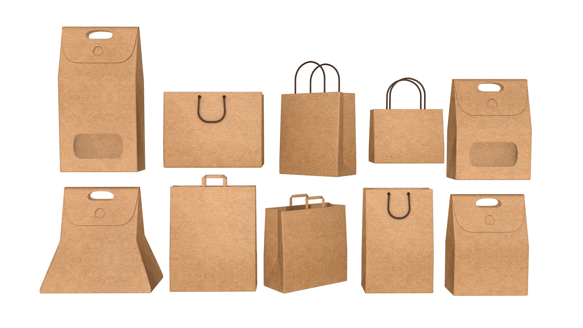 modelo 3d Paper Bags Set TurboSquid 2005563