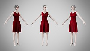 3D model Dress 36 Crimson Velvet