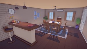 Low Poly Cartoon House Interiors