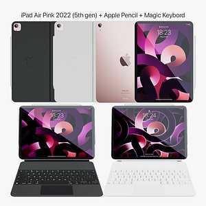 iPad Air 2022 Pink Full set 3D model