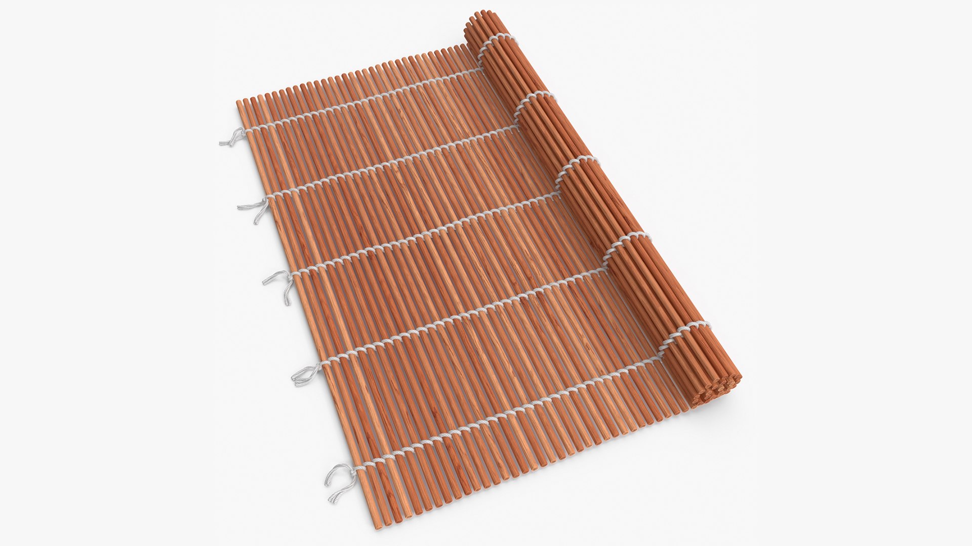 Bamboo Sushi Mat Half Rolled 3D model preview