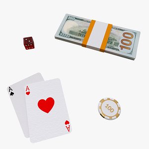4 in 1 Casino Stuff, Blackjack Cards, Poker Chips,Dice and Money Stack