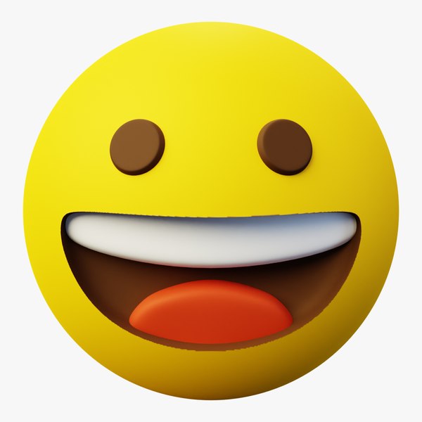 Smile or Happy yellow ball Emoticon Emoji or Smiley 3D model ...