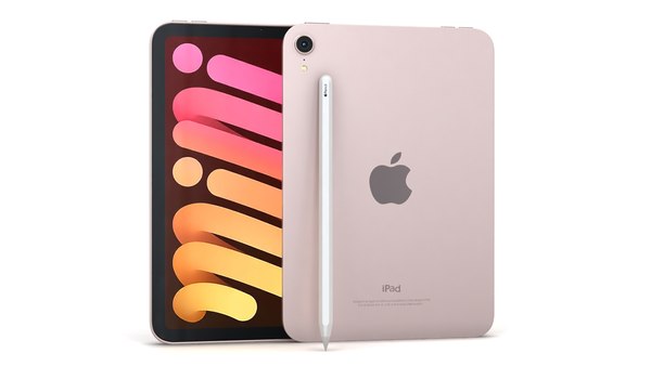苹果iPad mini 2021 第6 代粉色带铅笔3D模型- TurboSquid 1824200