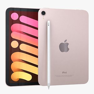 3D Apple iPad mini 2021 6th Generation Pink with Pencil