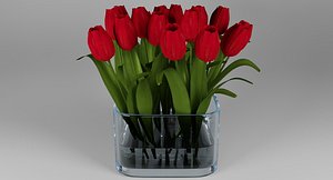 Tulips In Glass Bowl