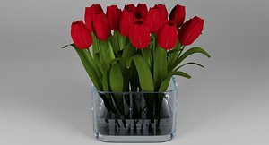 Tulips In Glass Bowl