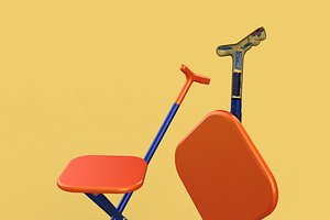 SMART BLIND STICK POLE WALKING CANE FOLDING SEAT CHAIR STOOL AID 3D model