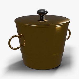 Ice Bucket 3 Litre Double Wall with Lid Knob and Ring Handles - PBR with LODs