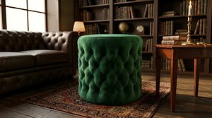 Luxury Tufted Velvet Pouf  High Quality 3D Model 3D model