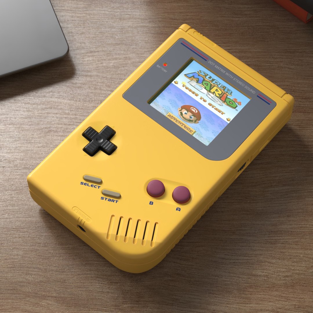 Vintage Portable Game Console with Cartridge 3D model preview