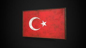 Old Picture Frame With Turkey  Flag - Game Ready PBR Low-poly 3D Model 3D model