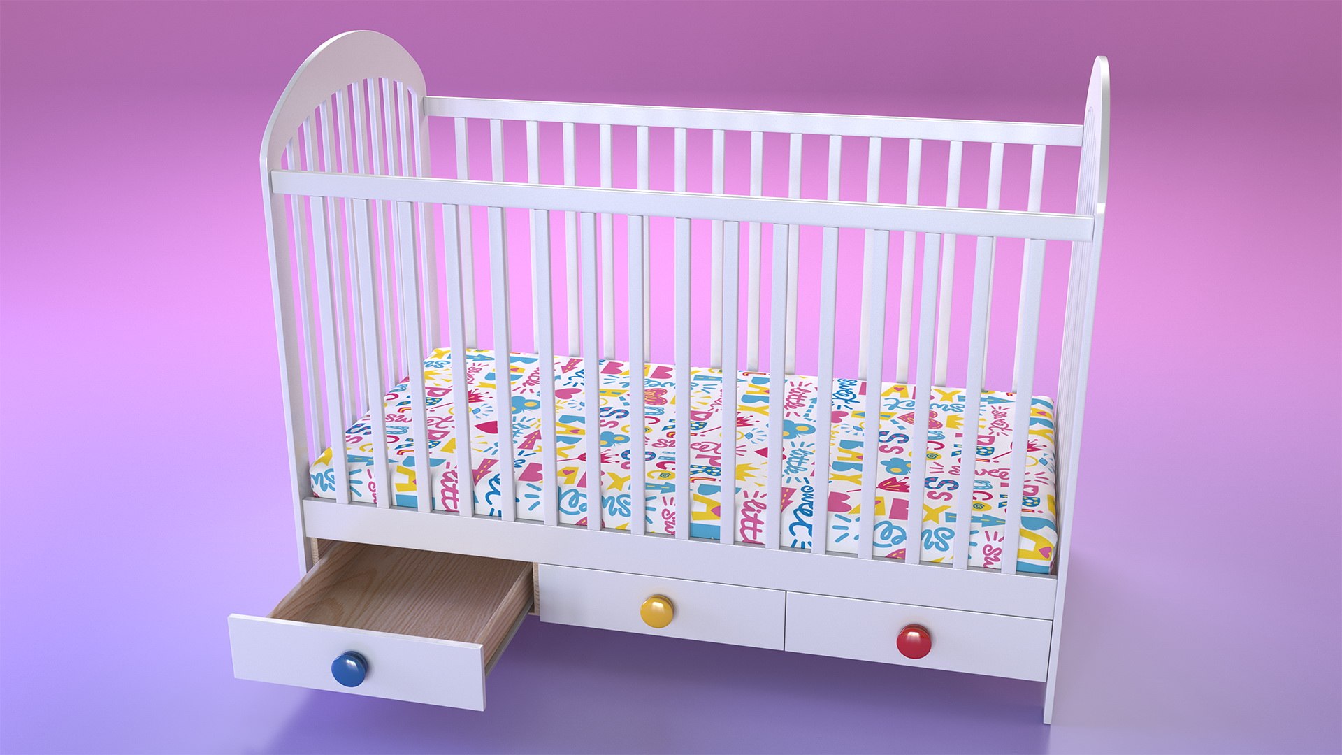 Newborn Baby Bed 3D model preview