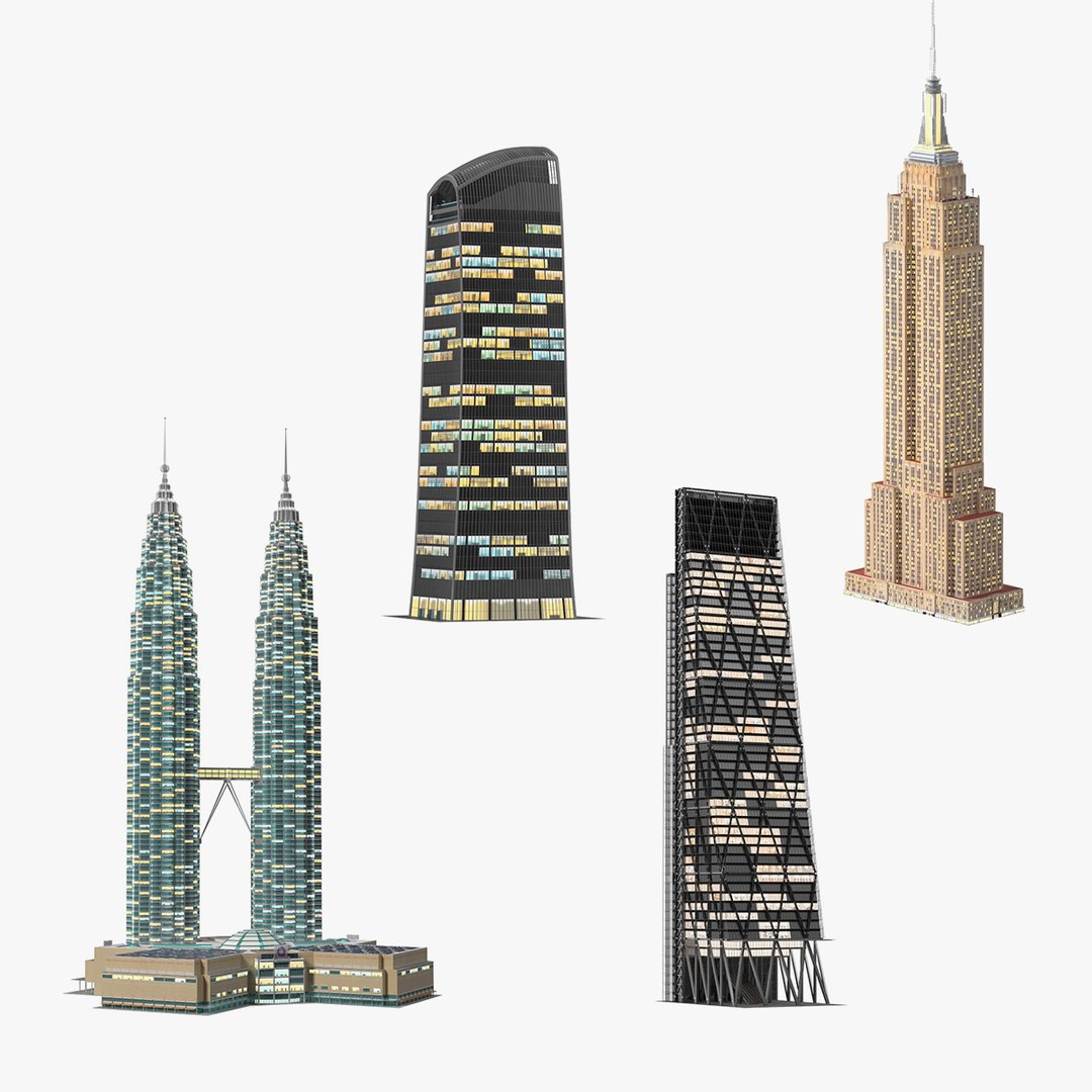 Night Glow Skyscrapers Collection 3D model preview
