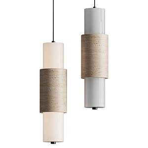 Yellow Travertine Cylinder Pendant Lamp