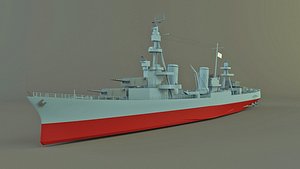 3D USS Pensacola CA-24 cruiser 1941 warship model