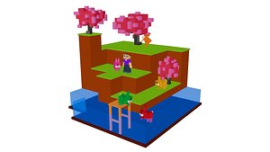 3D Voxel city minecraft model