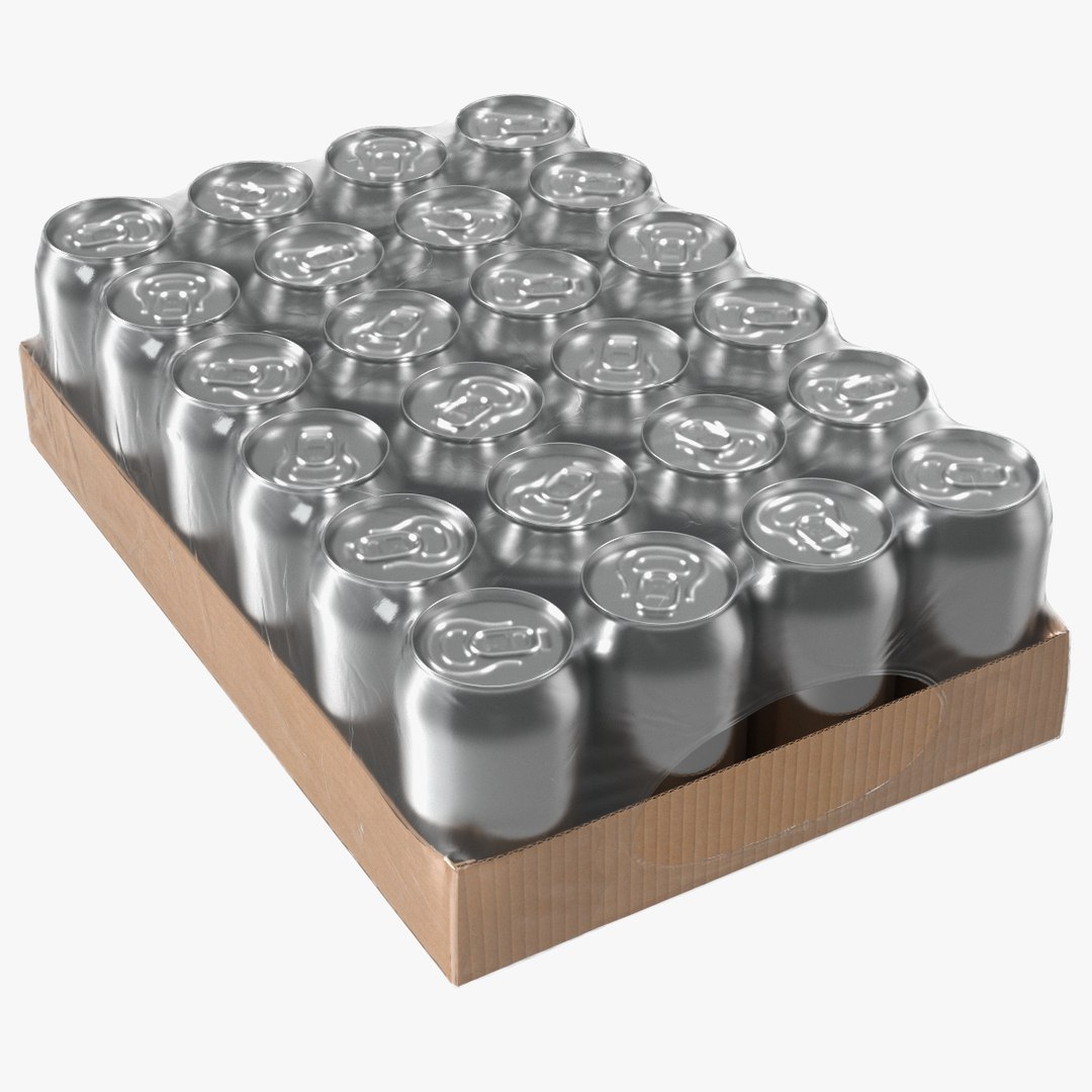 Transparent Pack of 24pcs 330ml Aluminium Cans 3D model preview