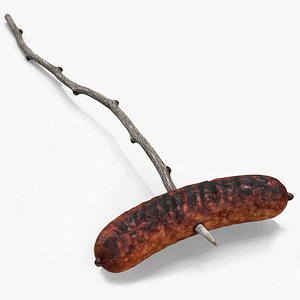 Campfire Sausage on Tree Stick 3D