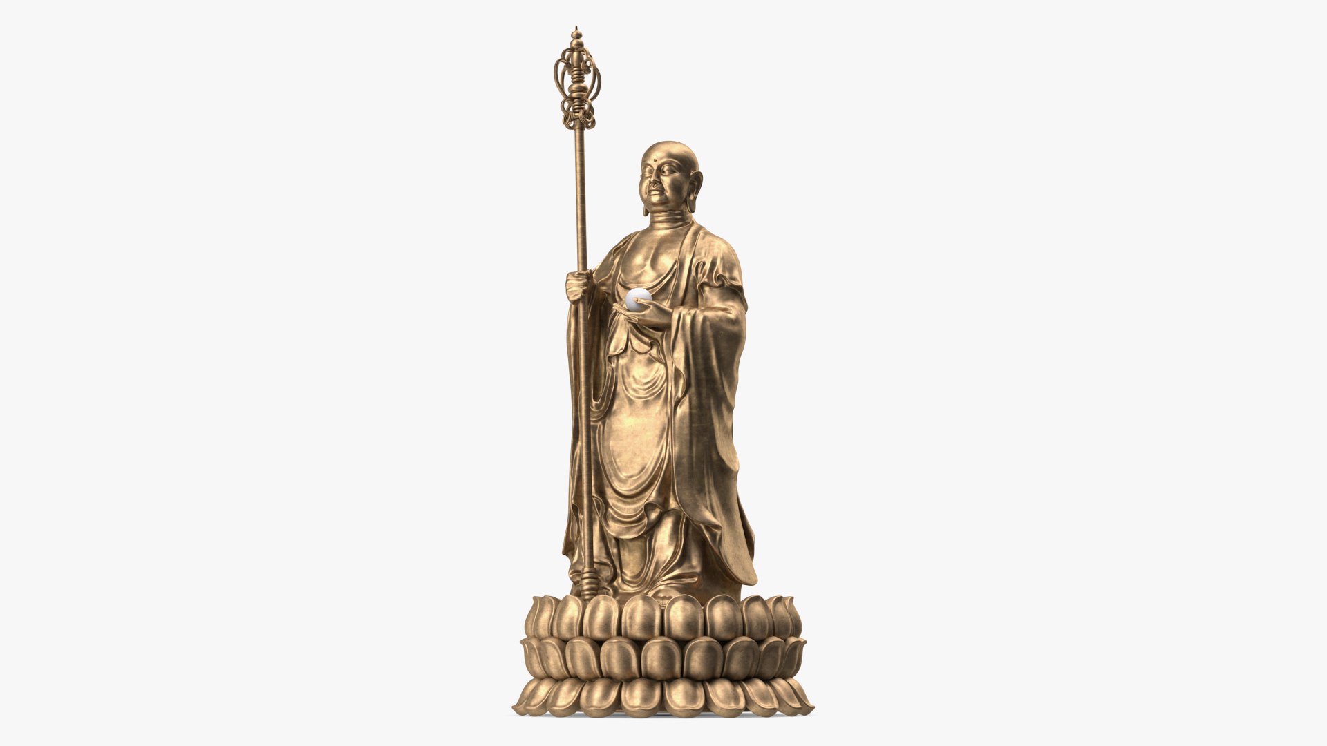 Bronze Dizang Buddha Sculpture 3D model preview
