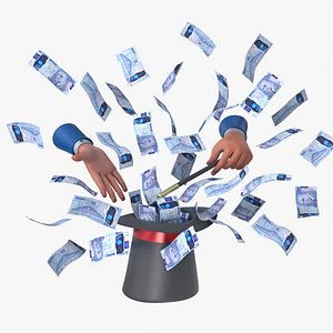 Northern Ireland 20 Pounds Magic Hat Money 3D model