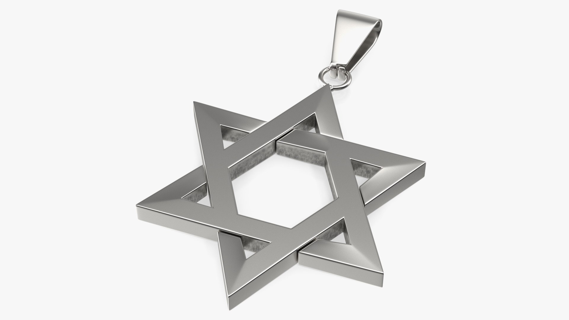 Star of David Necklace Silver 3D model preview