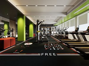 Modern Fitness Gym Interior Scene 3D Model