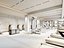 Modello 3D di un interno di una palestra moderna.