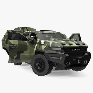 2023 Rezvani Vengeance Armored SUV Camouflage Colored Lights Off Rigged 3D model