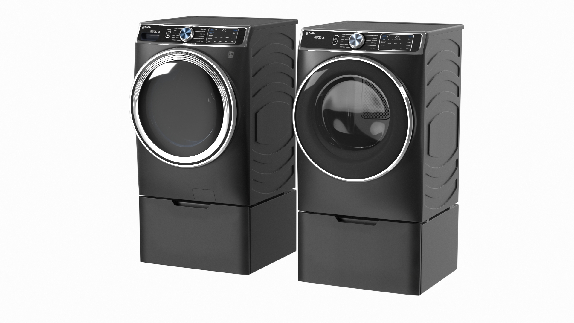 3D Profile Washer And Dryer Set Black TurboSquid 2178358