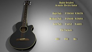 acoustic electric guitar 3D model