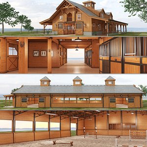 3D Horse Barn and Riding Arena Collection