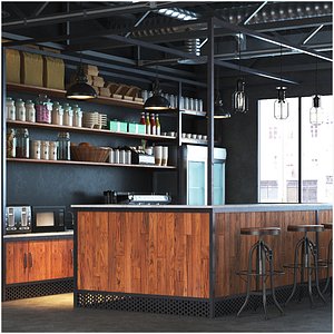 real industrial bar counter 3D model