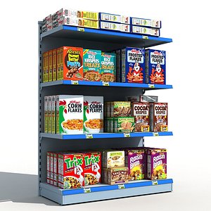 supermarket shelves cereals 3d model