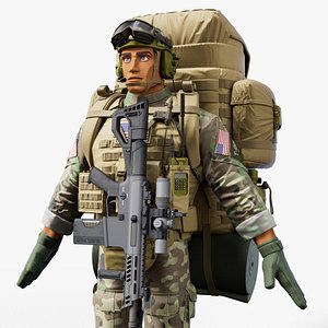 3D model Modular Stylized Cartoon Hero Man Male Soldier