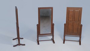 3D Large Cheval Antique Mirror Low Poly model