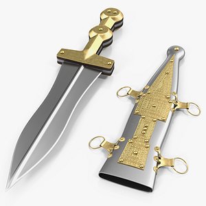 roman pugio dagger sheath 3d model