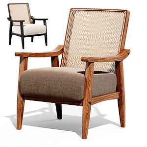 3D Lifestorey Serena Cane and Solid Wood Accent Chair