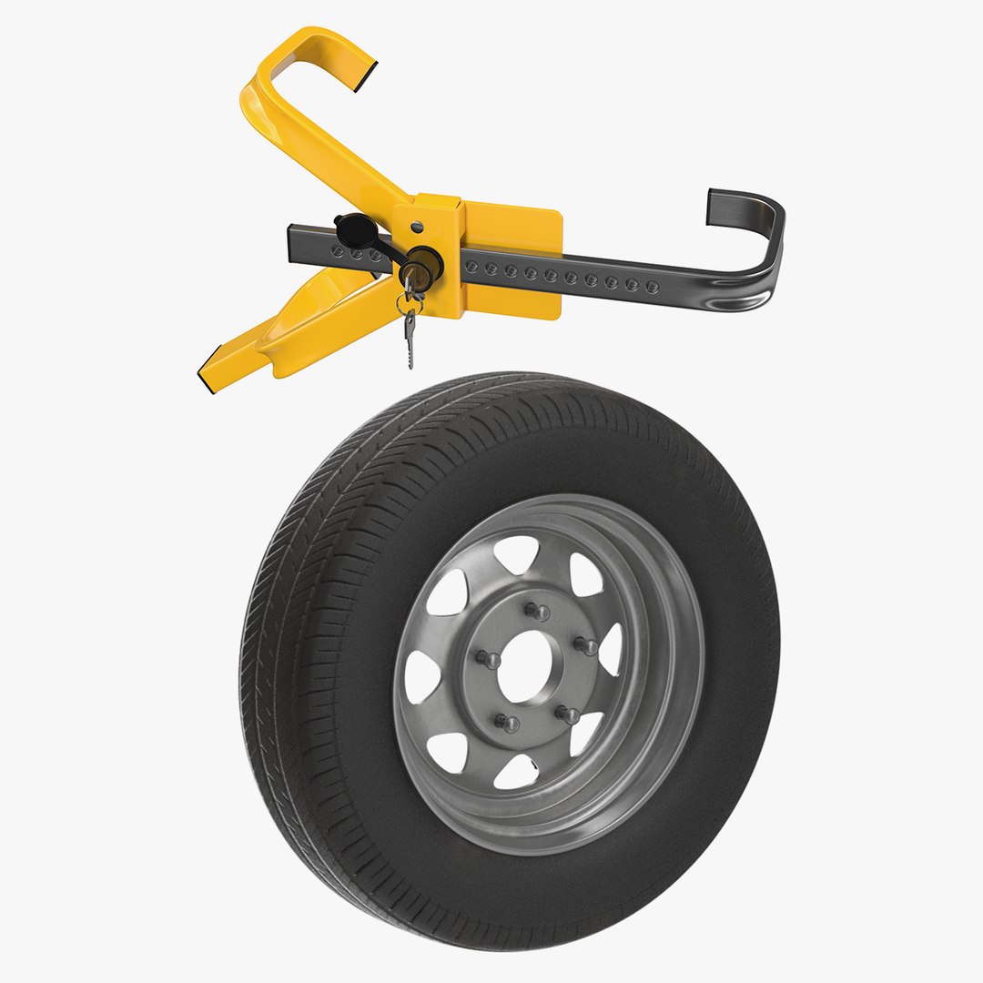 Anti Theft Lock Clamp with Wheel Collection 3D model preview