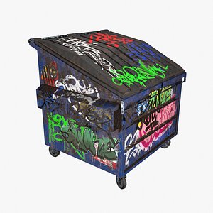 Blue Dumpster 2yard Graffiti-Rusty