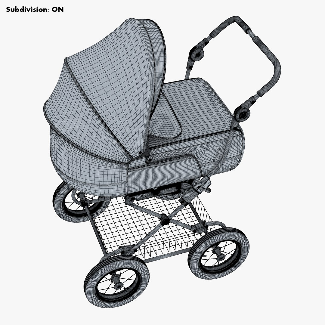 Baby Stroller Blue V 1 3D Model - TurboSquid 1829698