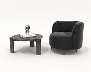 Contemporary Coffee Table and Armchair 14 3D model
