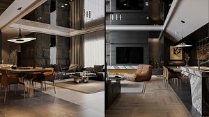 3D Livingroom Kitchen 01 - Super CAT